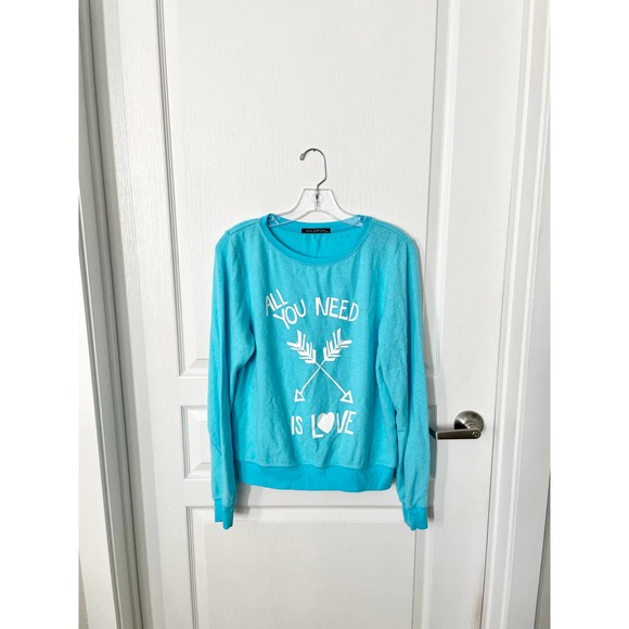 Wildfox All You Need Is Love Pullover Blue XS - Picture 2 of 6